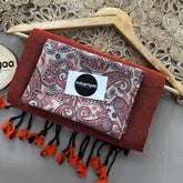 Orange Handloom Cotton Saree With Mango Print Blouse